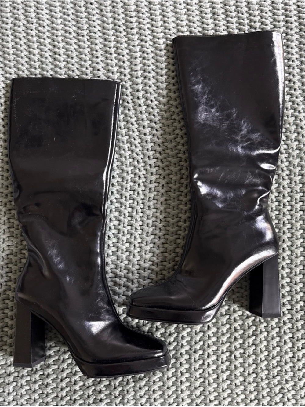Faux Black Leather Boots
